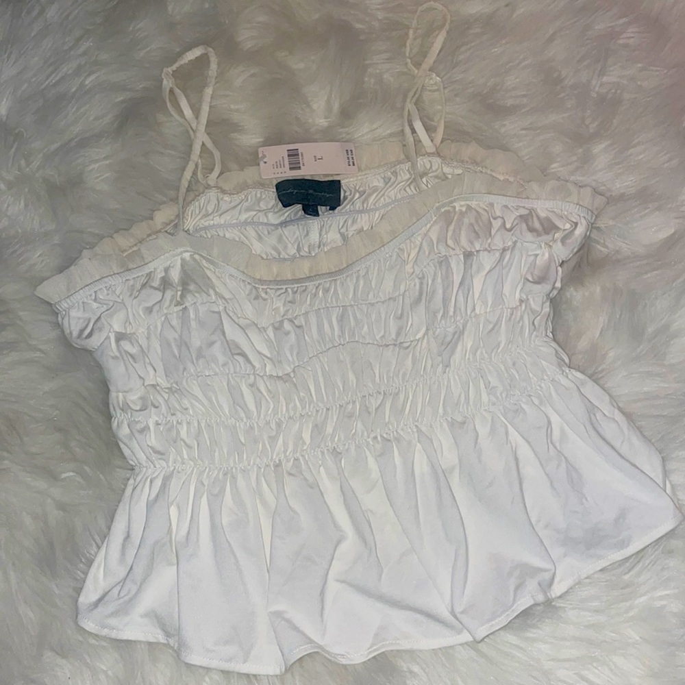Anthropologie NWT ruffled white tank top